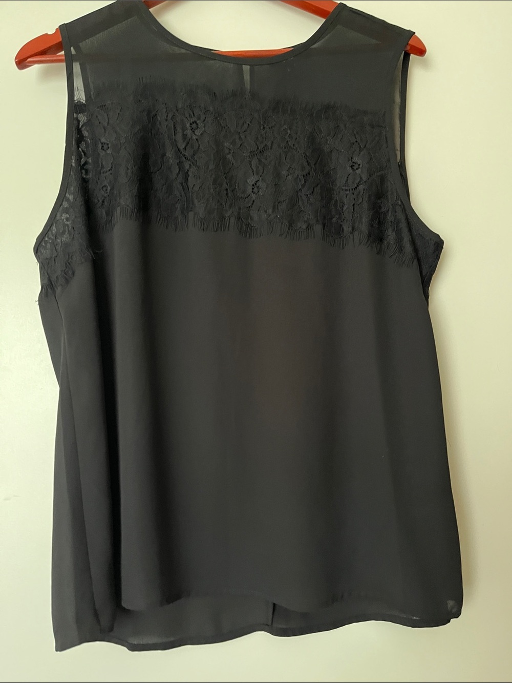 Women's Black Lace-Trim Sleeveless Top NWT